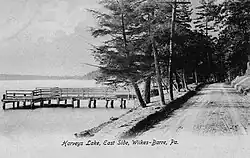 A view of the east side of Harveys Lake, ca 1907.