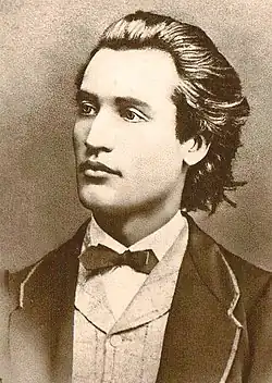 Portrait of Eminescu. Photograph taken by Jan Tomas in Prague, 1869.