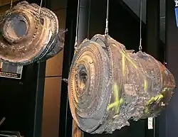 Airplane engine parts from Flight 175