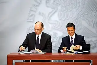 Prime Minister Enrico Letta and President Enrique Peña Nieto in Mexico City; 2014.
