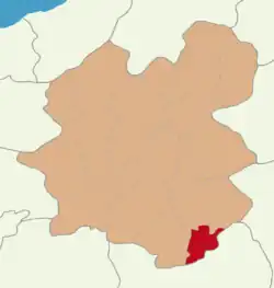 Map showing Karaçoban District in Erzurum Province