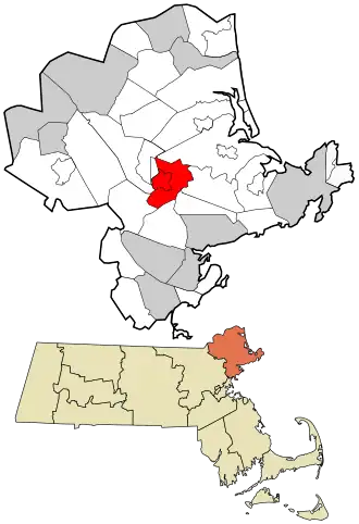 Location in Essex County and the state of Massachusetts.