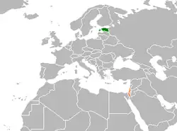 Map indicating locations of Estonia and Israel