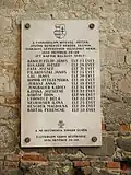 Commemorative plaque with the names of people who died in 1956 in the tunnel