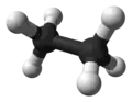 Ball and stick model of ethane