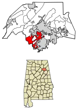 Location of Rainbow City in Etowah County, Alabama