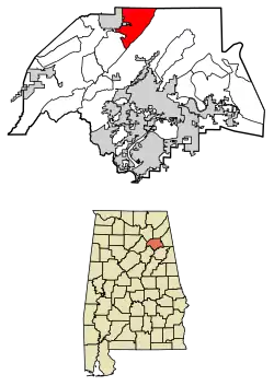 Location of Whitesboro in Etowah County, Alabama.