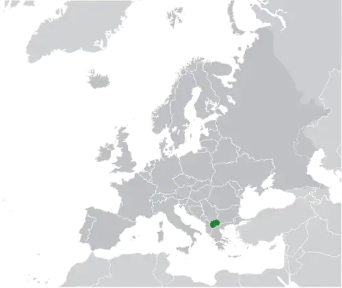 Map showing North Macedonia in Europe
