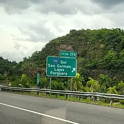 PR-2 west at PR-122 interchange in Caín Alto, San Germán