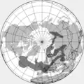 Approximate depiction of the ash cloud at 18:00 UTC on 19 April 2010.
