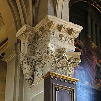 Classical column capital in choir