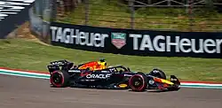 Verstappen driving the Red Bull RB21 at the 2025 Emilia Romagna Grand Prix
