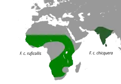 Central, western and southern Africa, India