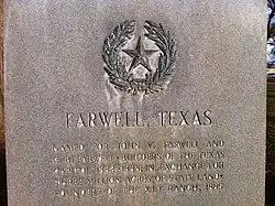 Monument commemorating the Farwell brothers for whom the town is named, founders of the XIT Ranch