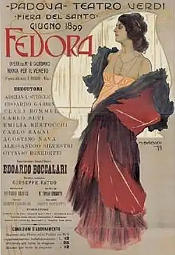 Poster for the Umberto Giordano opera "Fedora," 1899.