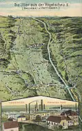 Aerial view of the Iller Valley and view of the Wieland Works: early 20th-century postcard