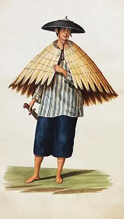 Filipino Peasant with coat & salacot by Justiniano Asuncion