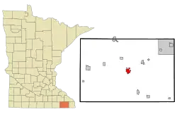 Location of Preston within Fillmore County and state of Minnesota