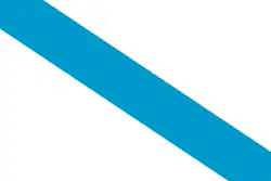 Flag of Galicia , — bi-colour with a diagonal stripe