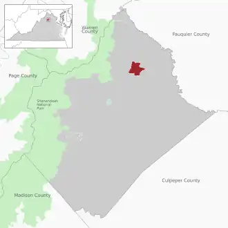 Location of the Flint Hill CDP within Rappahannock County