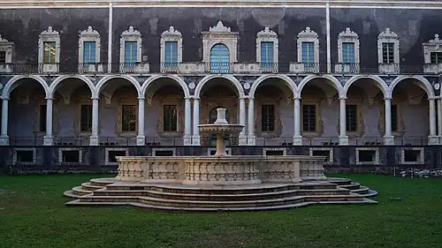 The Marble Cloister, reflecting the original square plan of the monastery founded in 1558.