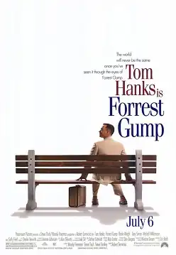 Film poster with a white background and a park bench (facing away from the viewer) near the bottom. A man wearing a white suit is sitting on the right side of the bench and is looking to his left while resting his hands on both sides of him on the bench. A suitcase is sitting on the ground, and the man is wearing tennis shoes. At the top left of the image is the film's tagline and title and at the bottom is the release date and production credits.