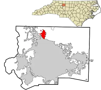 Location in Forsyth County and the state of North Carolina.