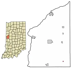 Location of Wallace in Fountain County, Indiana.