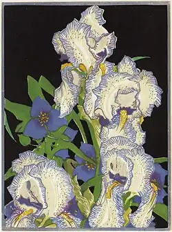 Pencilled Irises, c. 1925–1932, colour linocut on laid paper, National Gallery of Canada, Ottawa