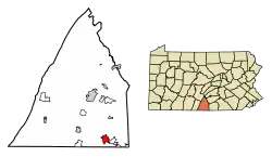 Location of Waynesboro in Franklin County, Pennsylvania