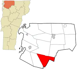 Location in Franklin County and the state of Vermont.