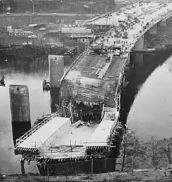 Fredhäll bridge in 1964 after a collapse