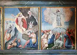 Detail of the north gallery: Resurrection of Jesus and Ascension (note the relinquished shoes)