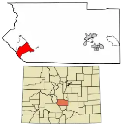 Location of the Coaldale CDP in Fremont County, Colorado.