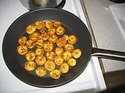Plantains being fried