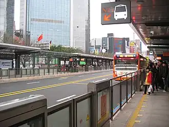 The platform screen door of Tianhe Sports Center Station in Guangzhou BRT