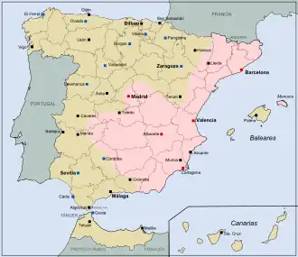 Map showing the frontlines of the Spanish Civil War in October 1937