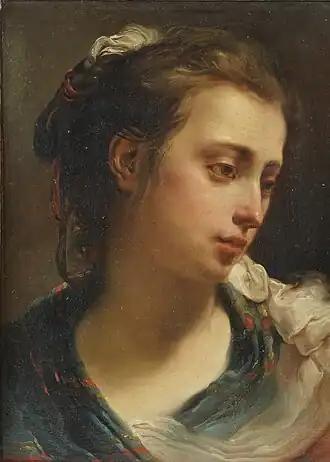 Bust portrait of a young woman with her hair up, 1777