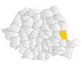 Map of Romania highlighting Galați County