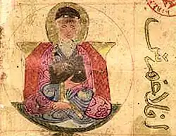 Roman physician Galen (Arabic: جالينوس, romanized: Jalinus) in Kitāb al-Diryāq, 1225×1250, Syria. Vienna AF 10