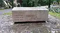 Memorial stone back with the names of the executed and a relief of "St. Georg".