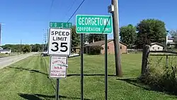 Georgetown corporation limit sign.