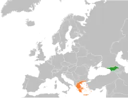 Map indicating locations of Georgia and Greece