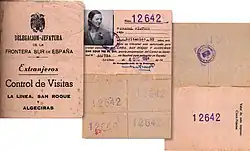 Image 23Spanish border pass for Gibraltarian residents, permitting day visits only. (from History of Gibraltar)