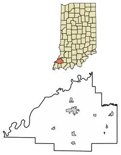 Location of Mackey in Gibson County, Indiana.