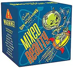 A cartoon drawing of an alien with mid-century modern graphics