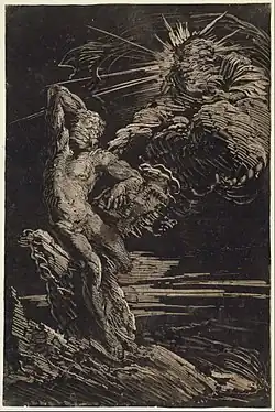 Monotype by the technique's inventor, Giovanni Benedetto Castiglione, The Creation of Adam, c. 1642