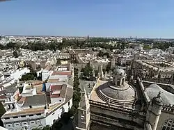 A view out a window halfway up the Giralda Tower to the south