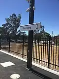 Platform signage at Goornong station, December 2021