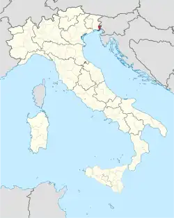Map highlighting the location of the province of Gorizia in Italy
